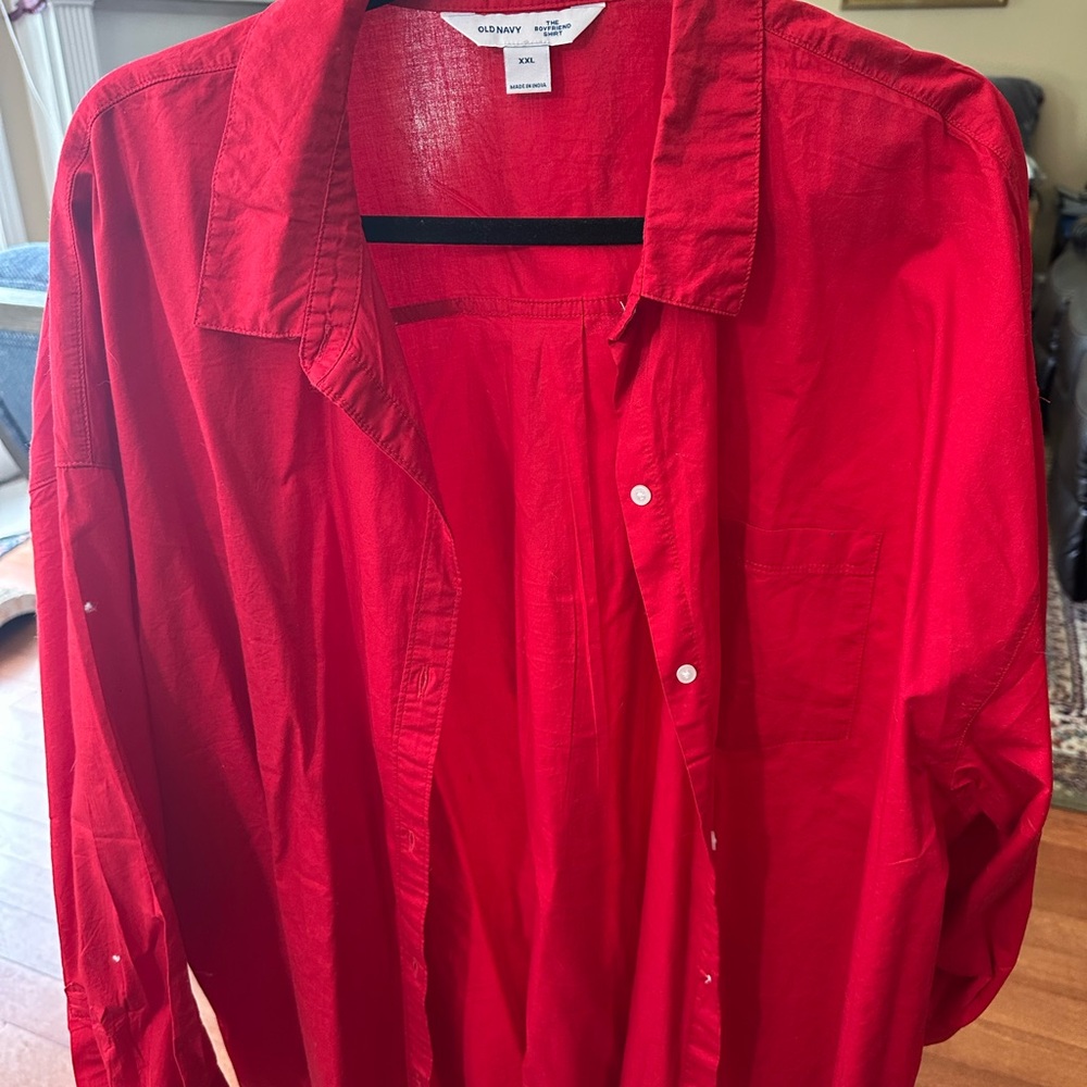 Old Navy Bold Red Boyfriend Shirt